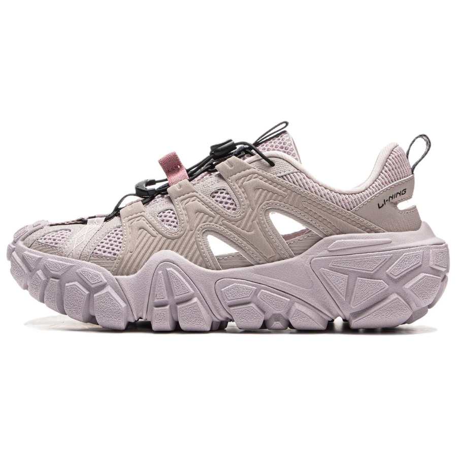 Li-Ning Li Ning Sand Dune Breathable Lightweight Height Increasing Grip River Trekking Shoes Women's Pink Purple