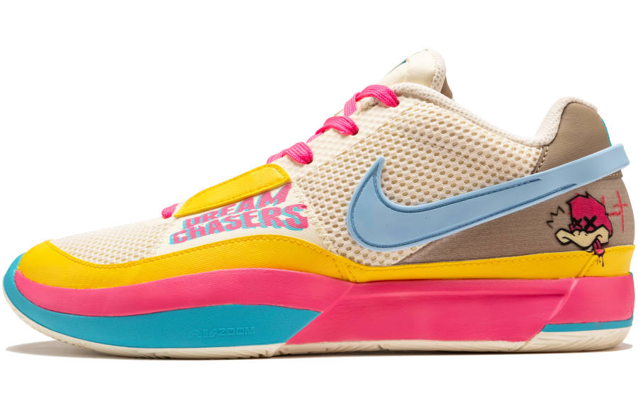 Nike Nike Ja 1 Slip Resistant Abrasion Resistant Low top Basketball Shoes Men's Yellow Blue Pink
