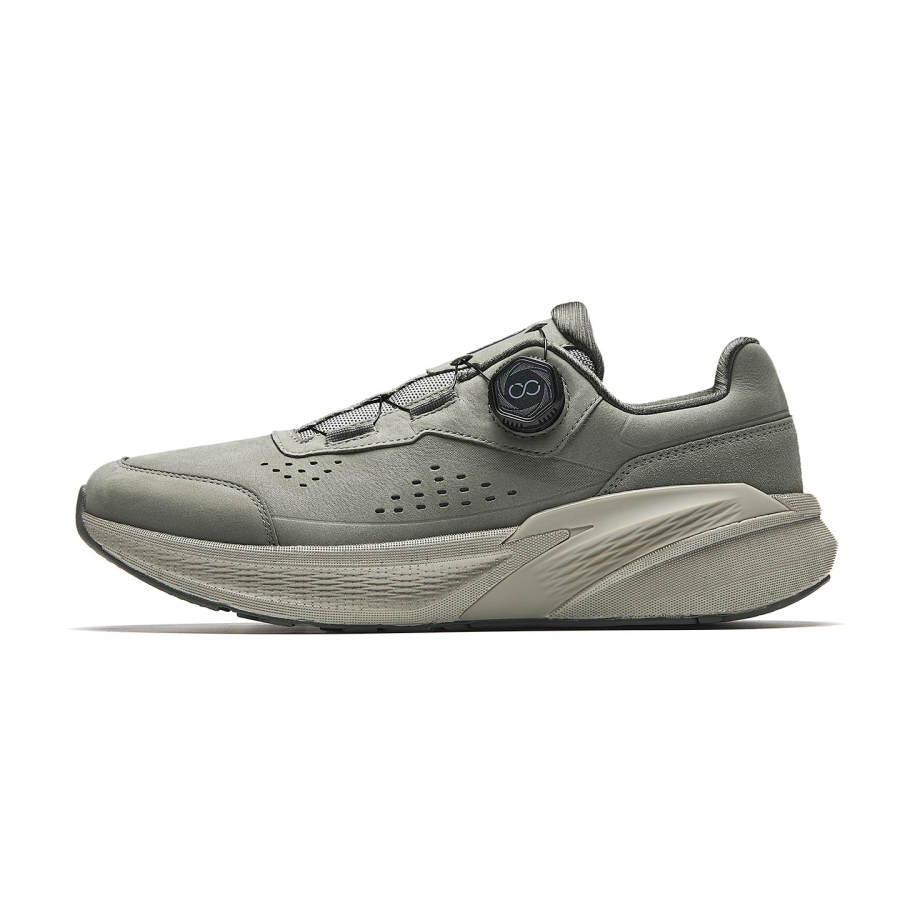 Anta Top Grain Cow Leather Low top Trendy All Purpose Training Shoes Men's Mud Green/Graphite Gray
