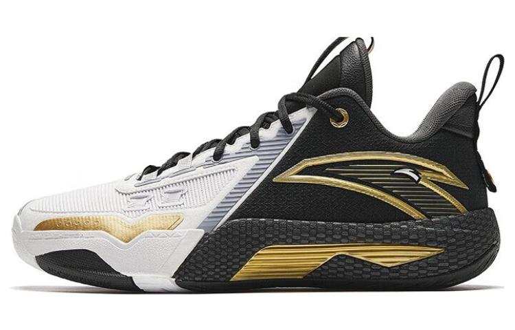 Anta Speed Battle 5 Cushioning Abrasion Resistant Mid top Basketball Shoes Men's Black White