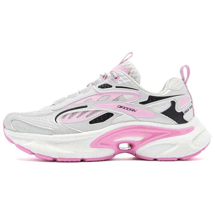 QIAODAN Cushioning, Wear Resistant Low top Chunky Sneakers Women's Gray Silver/Fondant Pink
