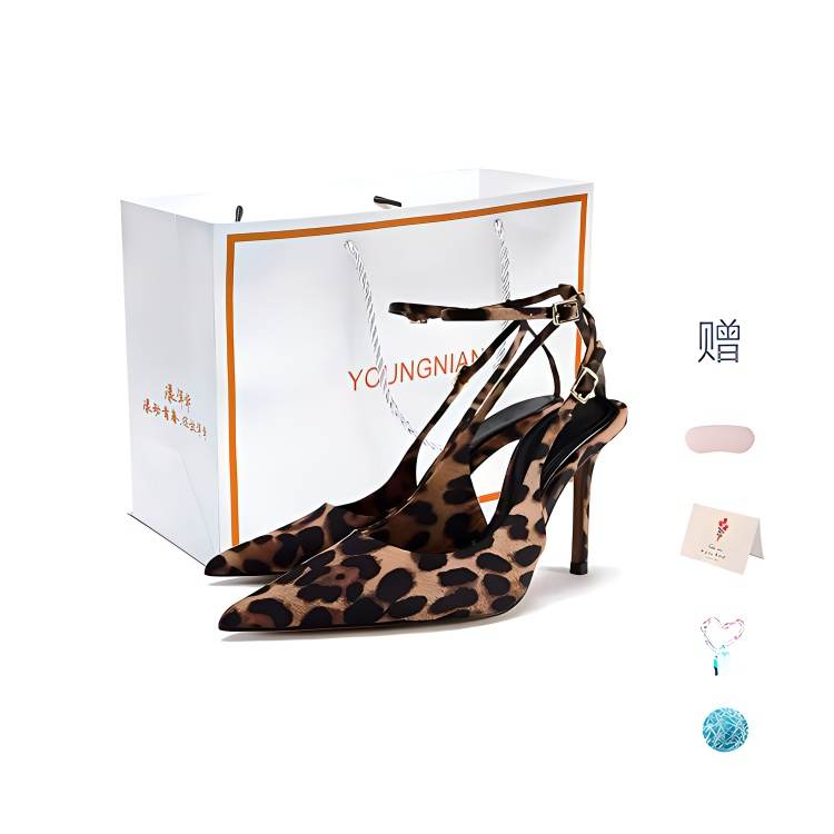 YANGNIANHUA Slim Heel High Heels 8cm Women's Leopard Print