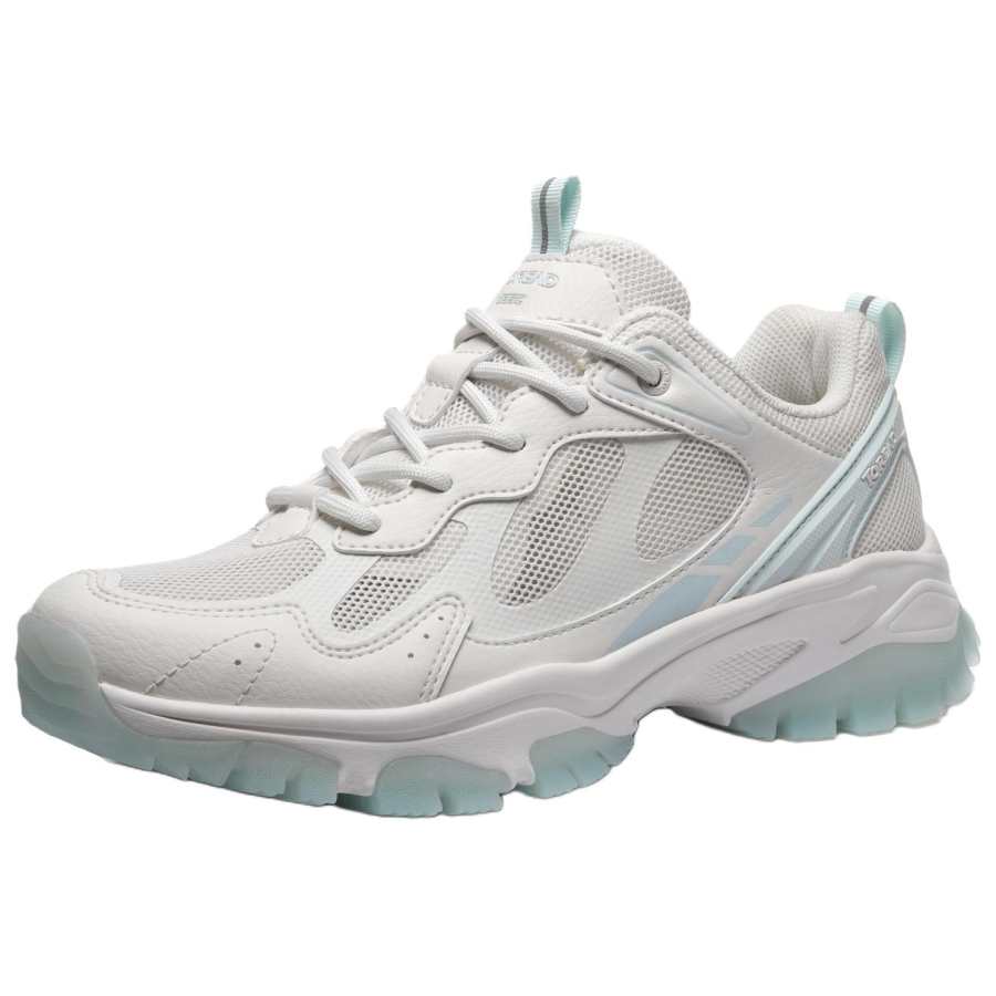 TOREAD Slip Resistant, Abrasion Resistant, Cushioning, Lightweight Low top Hiking Shoes Women's White Blue