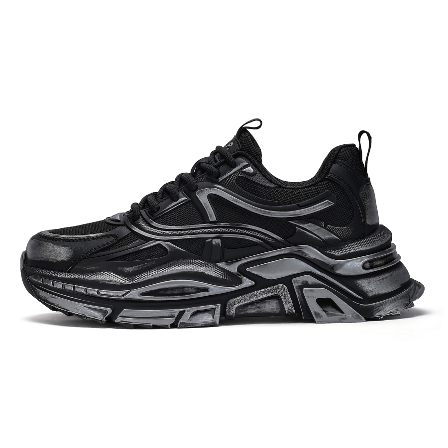 JEEP SPIRIT Darth Vader Abrasion Resistant Lightweight Height Increasing Low top Chunky Sneakers Men's Graphite Black