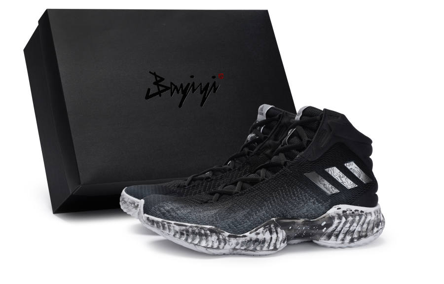 Adidas Adidas Pro Bounce 2018 811 Manufacturing, Moonfall Mid top Basketball Shoes Men's Black White Gray
