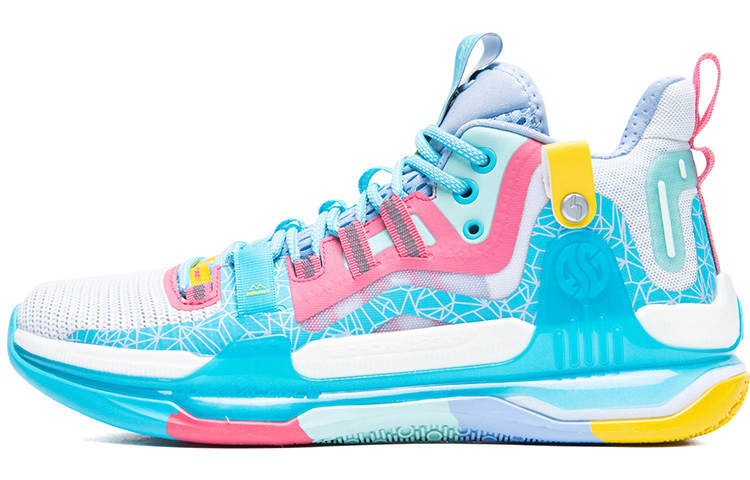 361° AG1 Pro Ice Rocky Mesh Cushioning Slip Resistant Abrasion Resistant Mid top Basketball Shoes Men's Blue Pink
