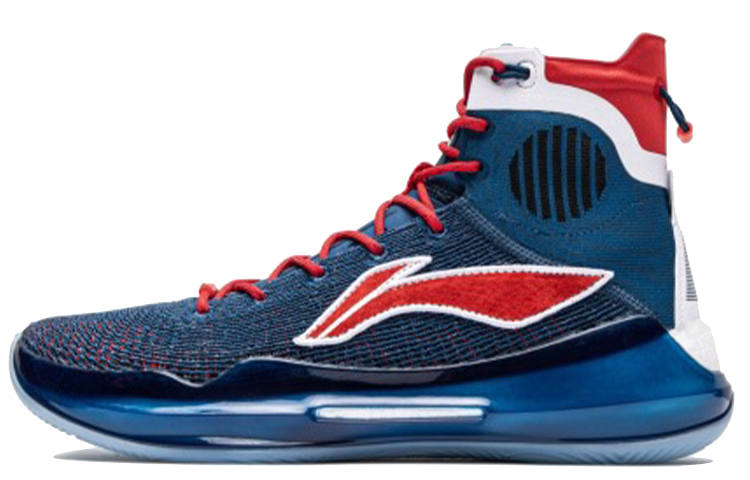 Li-Ning Li Ning YuShuai 13 Fabric Cushioning Slip Resistant Abrasion Resistant High top Basketball Shoes Men's Blue Red