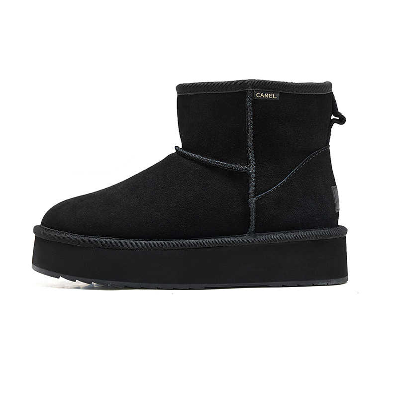 CAMEL CAMEL Cow Split Leather Thickened And Fleece Lined, Thermal, Comfortable, Versatile Snow Boots Women's