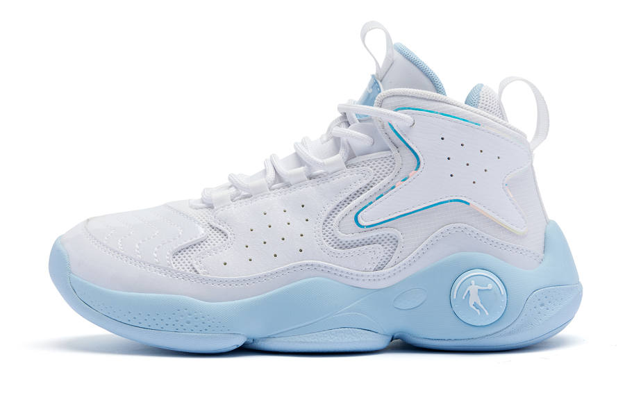 QIAODAN High top Basketball Shoes Women's White Blue