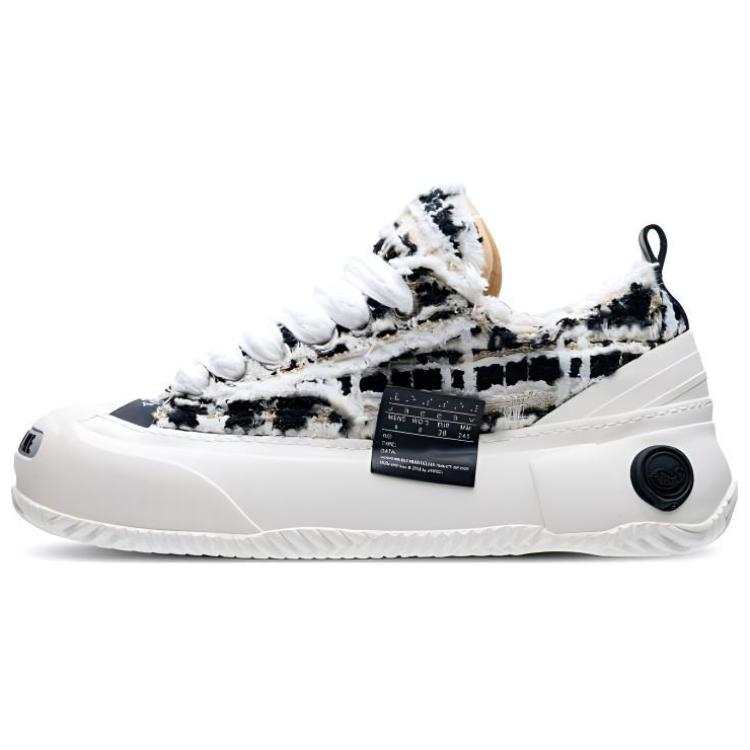 XVESSEL VESSEL G.O.P.2.0 Marshllow Mixed Tweed Lows Low top Canvas Shoes Unisex Black White