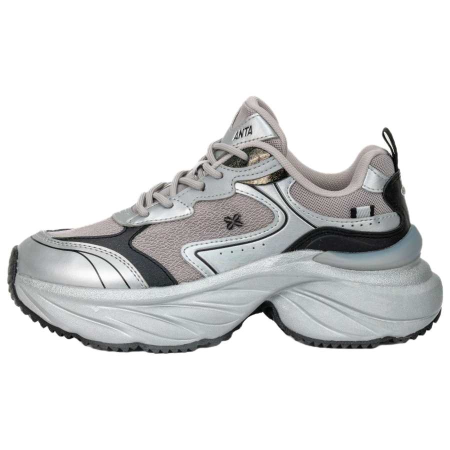 Anta Cloud Rising Abrasion Resistant Breathable Low top Chunky Sneakers Women's Gray Silver Black