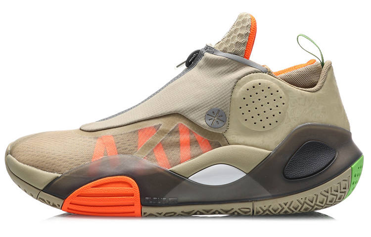 Li-Ning LiNing All City 8 V2 Wade Collection Cushioning Anti-Slip And Wear-Resistant Mid-Top Basketball Shoes Plain Khaki