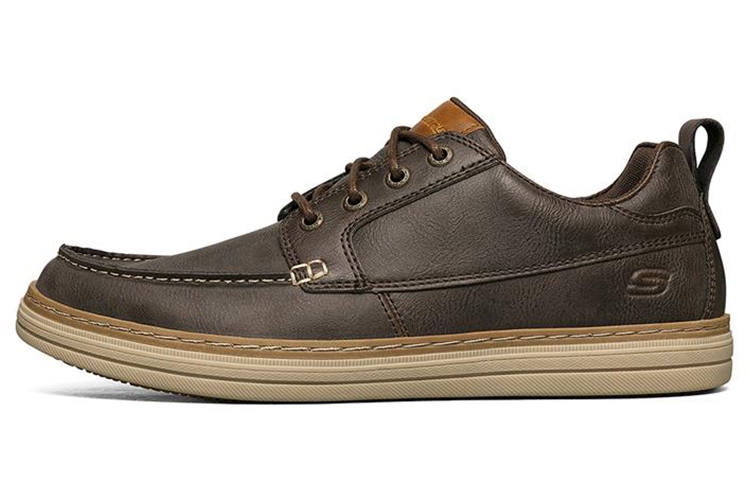 Skechers Casual Leather Shoes Men's Low Top Chocolate