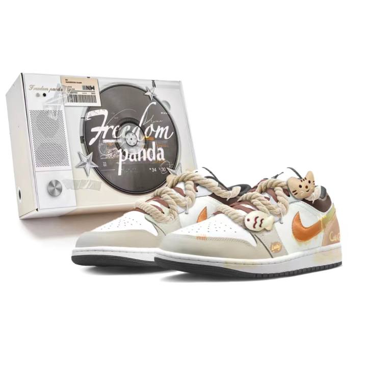 Jordan Jordan Air Jordan 1 Freedom Panda, Box, Butter Kitten Cushioning Slip Resistant Abrasion Resistant