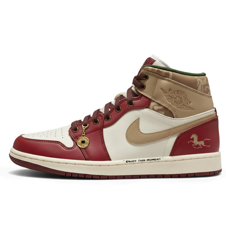 Jordan Jordan Air Jordan 1 Triple Lab, Red Gold Horse Shadow, Horse Year Limited, Classic And Versatile Abrasion Resistant
