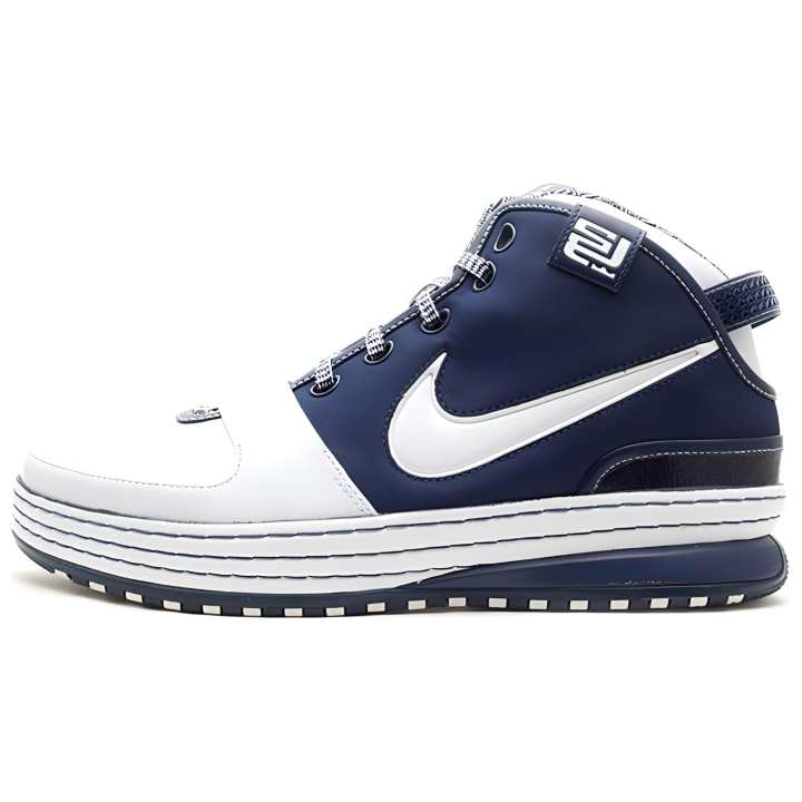 Nike Nike Lebron 6 Yankees Comfortable Slip Resistant Lightweight Mid top Basketball Shoes Men's White Blue