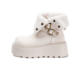 ZUNER Thermal Abrasion Resistant Height Increasing Short Mid Calf Snow Boots Women's Beige