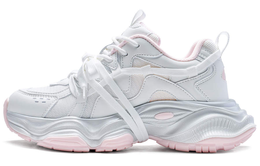 Kappa Gouyun Back to Back Slip Resistant Abrasion Resistant Low top Chunky Sneakers Women's White Pink