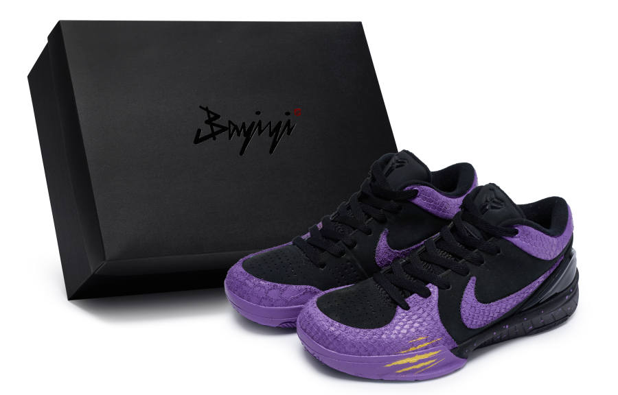 Nike Nike Zoom Kobe 4 811 Manufacturing, Purple Gold Battle Scar, Special Shoe Box Low top Basketball Shoes Unisex