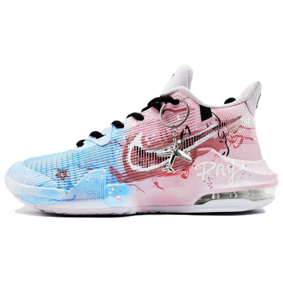 Nike Nike Air Max Impact Cushioning Slip Resistant Abrasion Resistant Low top Basketball Shoes Unisex Pink Blue