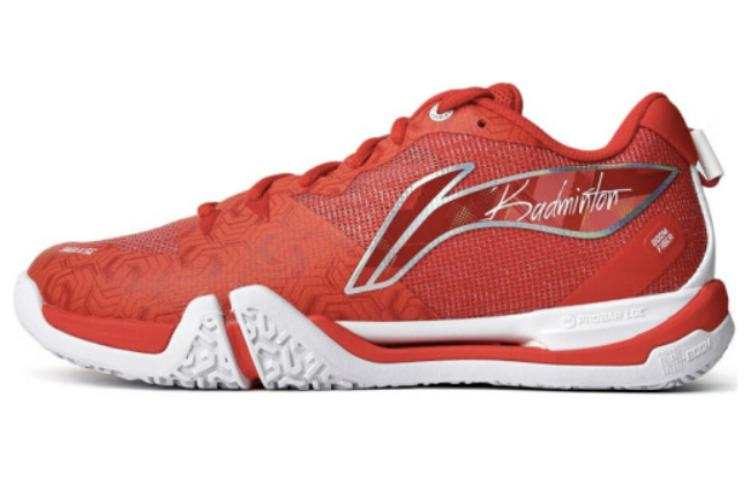 Li-Ning Li Ning Flying Close To The Ground Slip Resistant Abrasion Resistant Low top Badminton Shoes Unisex Red White
