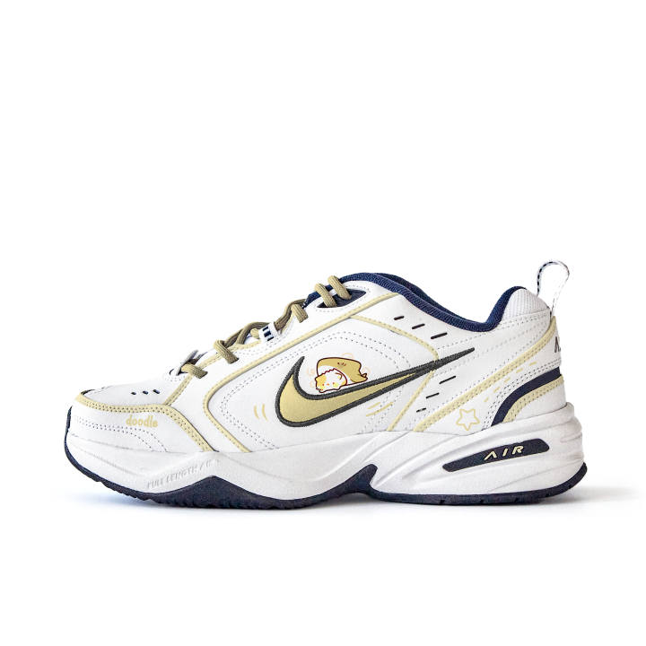 Nike Nike Air Monarch 4 Slip Resistant Abrasion Resistant Low top Chunky Sneakers Unisex White Yellow