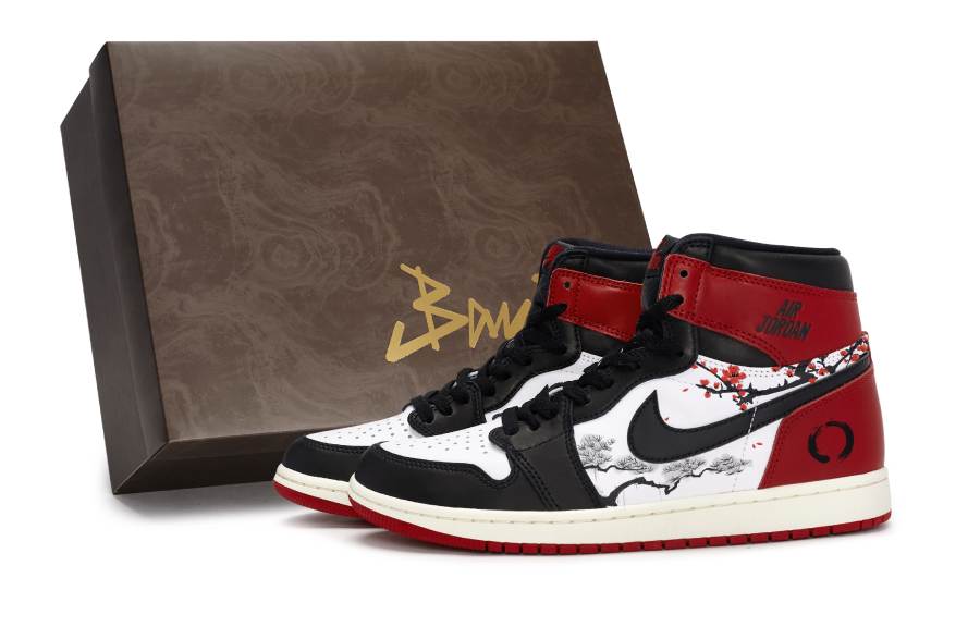 Jordan Jordan Air Jordan 1 811 Manufacturing, Ink Pine And Plum Blossom, Special Shoe Box Abrasion Resistant Slip Resistant