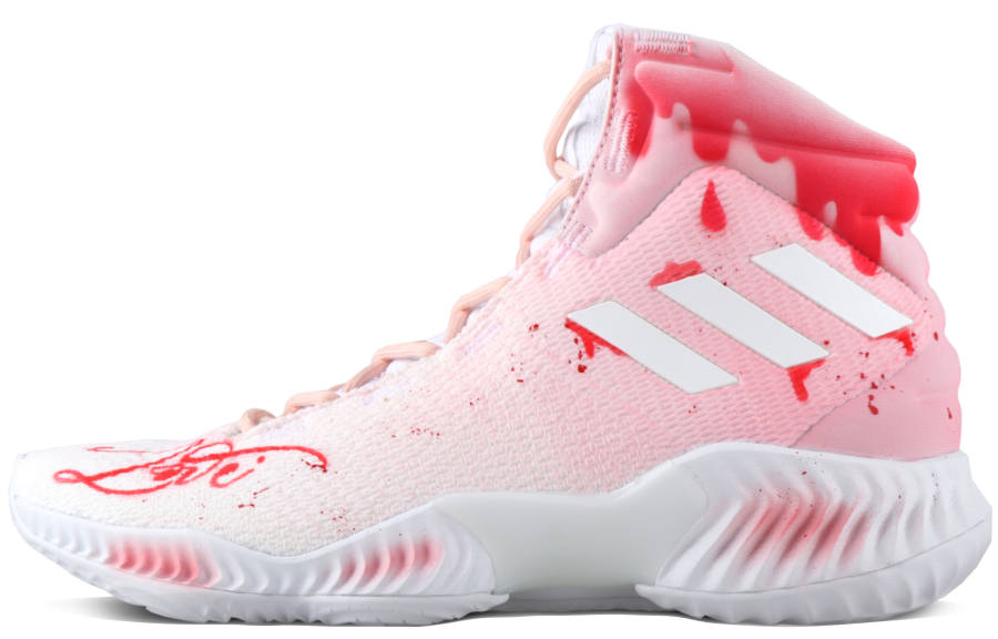 Adidas Adidas Pro Bounce 2018 Slip Resistant Abrasion Resistant High top Performance Basketball Shoes Men's White Pink