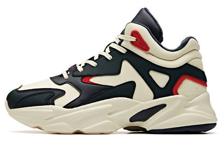 Anta Life Collection Textile, Synthetic Leather Cushioning Slip Resistant Abrasion Resistant Mid top Chunky Sneakers