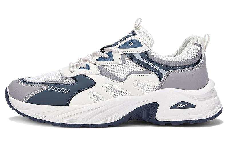 Warrior Abrasion Resistant Breathable Low top Chunky Sneakers Men's White Blue