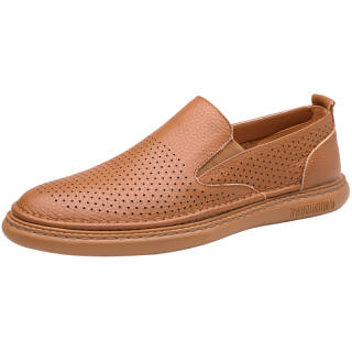 SHENNUO Casual Leather Shoes Men's Low Top Black/White/Brown