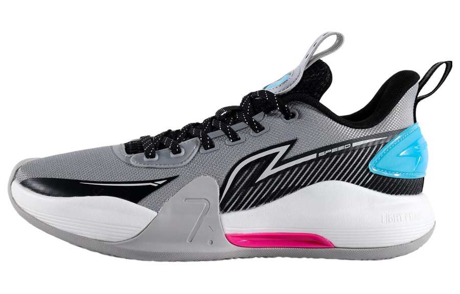 Li-Ning Li Ning Speed 7 Cushioning Slip Resistant Abrasion Resistant Low top Basketball Shoes Men's Gray Black Blue