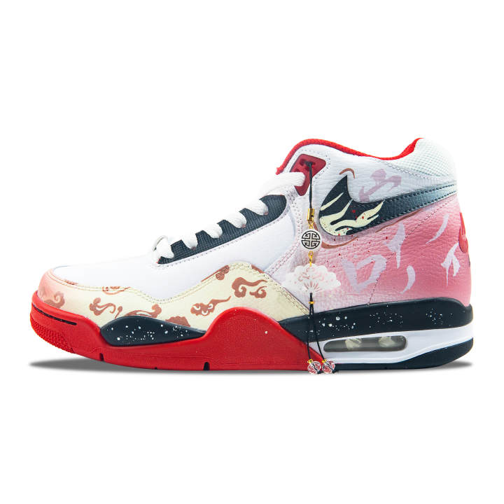 Nike Nike Flight Legacy Synthetic Leather Cushioning Mid top Vintage Basketball Shoes Unisex Red