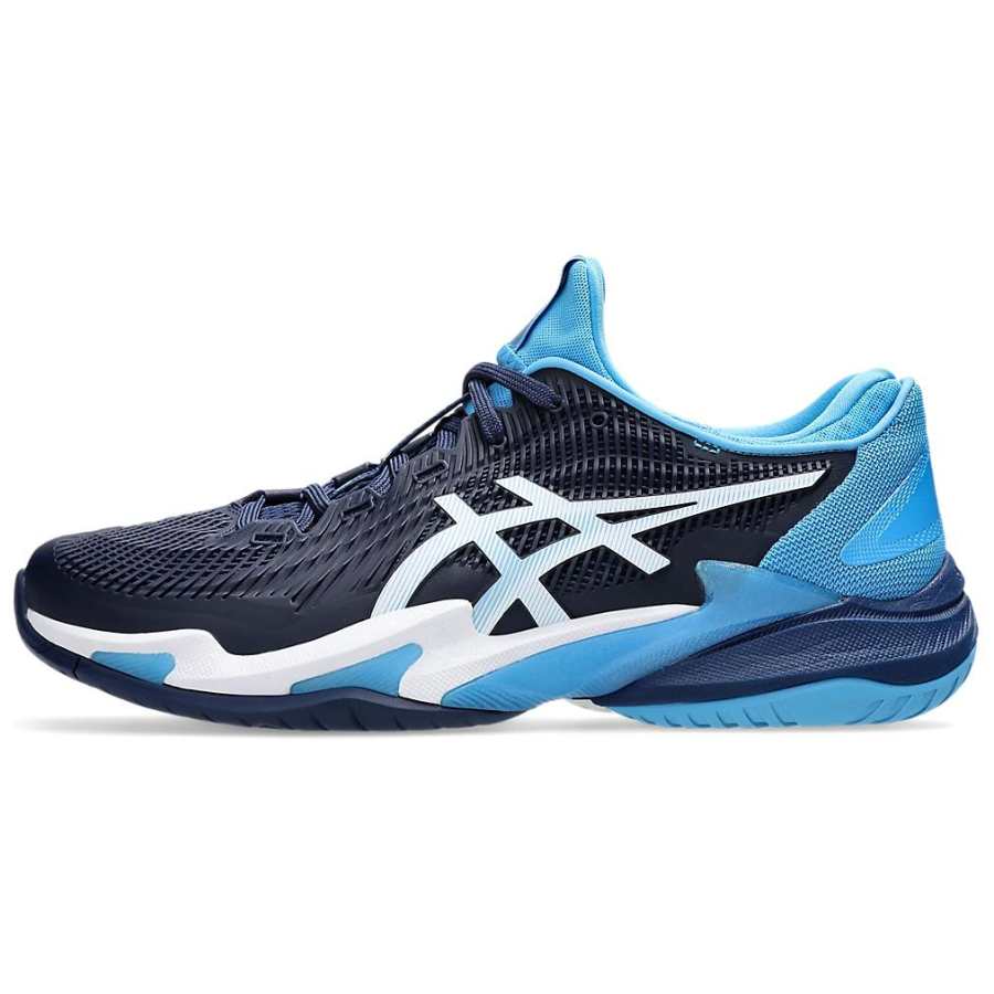 ASICS Court FF 3 Novak Textile, Artificial Leather Comfortable And Lightweight Low top Tennis Shoes Men's Blue White