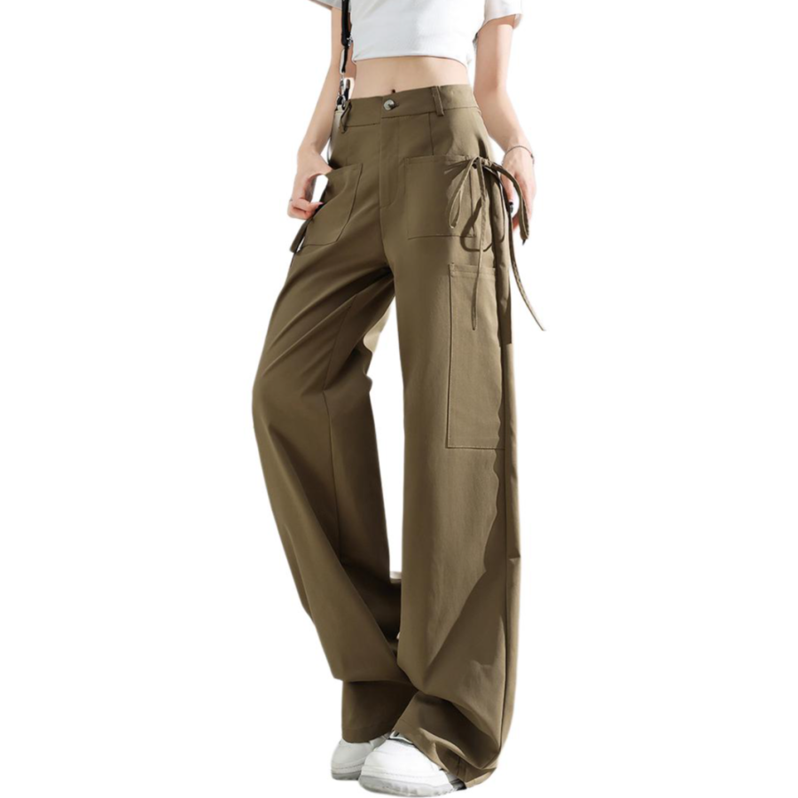 Tonlion Casual Pants Women's Moderate Wide Leg Pants