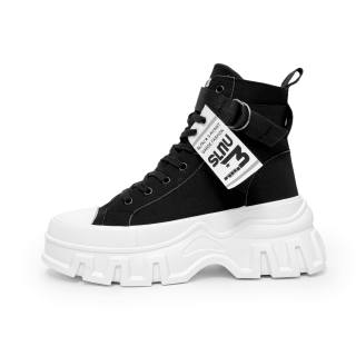 SLnU★3 Breathable Lightweight Height Increasing High top Canvas Shoes Unisex Black White