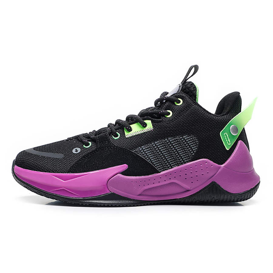 QIAODAN Shui Rebound Technology Cushioning, Wear Resistant Mid top Basketball Shoes Men's Black Purple