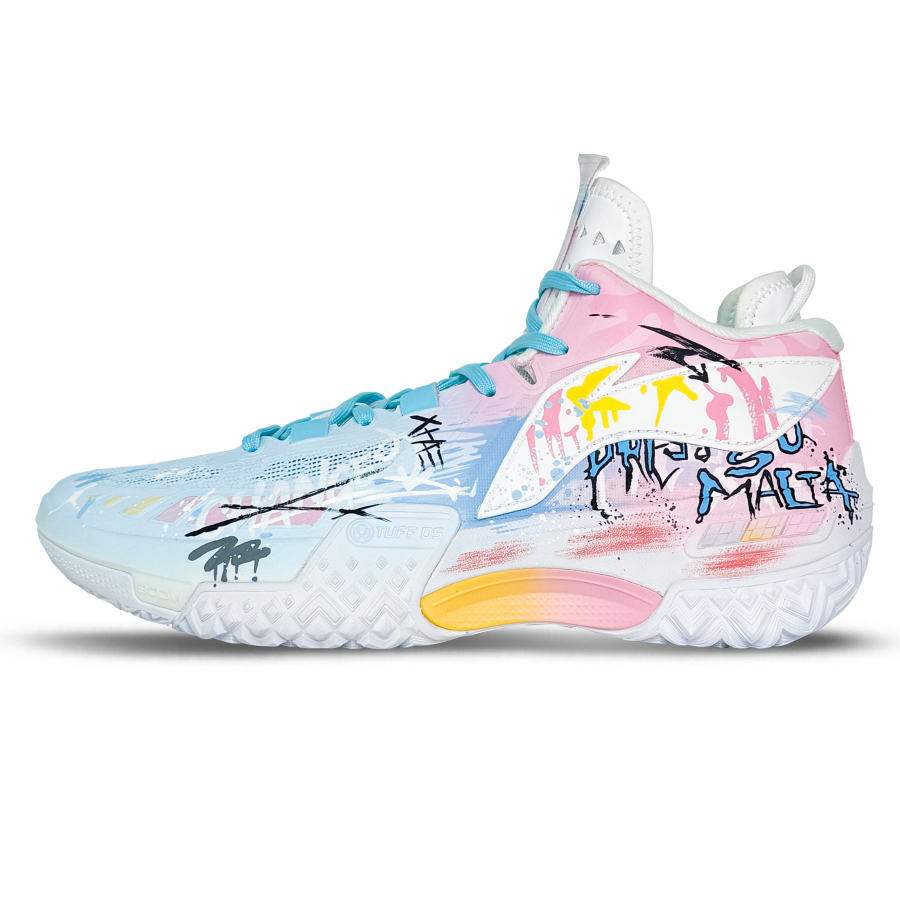 Li-Ning Li Ning Jie Ao Cushioning Slip Resistant Cushioning Slip Resistant Mid top Basketball Shoes Men's Blue Pink