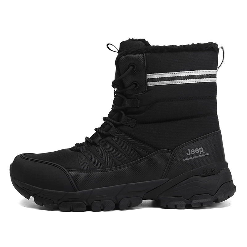 Jeep Thickened And Fleece Lined Thermal, Slip Resistant Crew Snow Boots Women's Black
