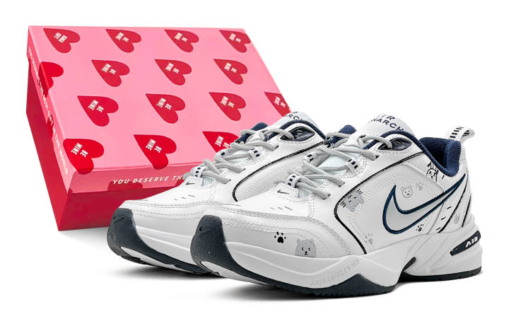 Nike Nike Air Monarch 4 Abrasion Resistant Slip Resistant Low top Chunky Sneakers Unisex White Gray