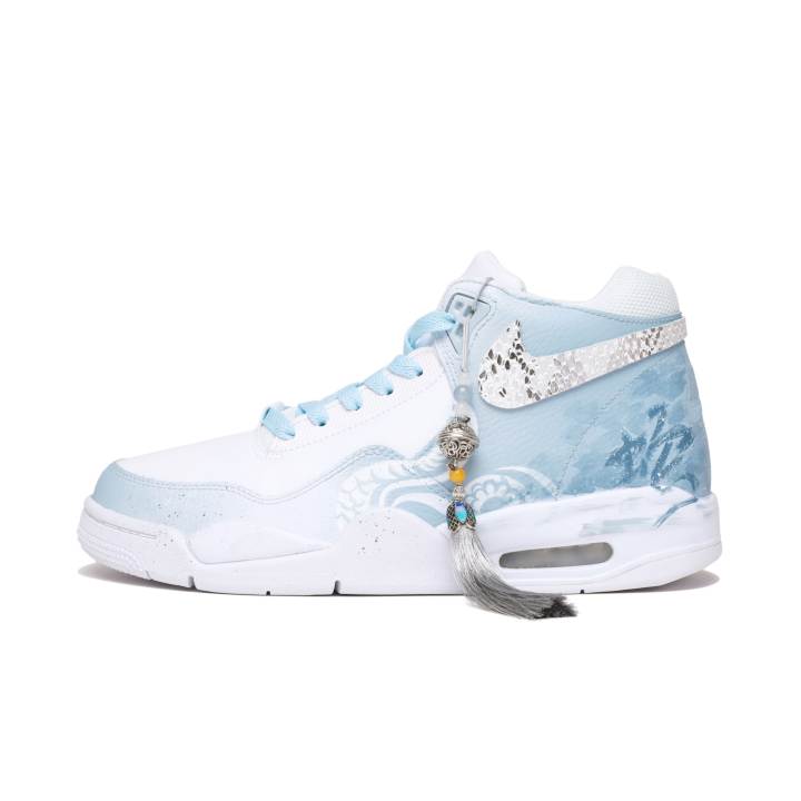 Nike Nike Flight Legacy Synthetic Leather Mid top Vintage Basketball Shoes Unisex White Blue