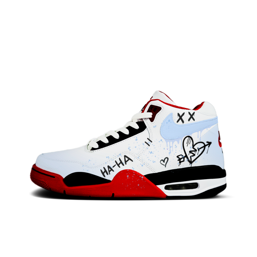 Nike Nike Flight Legacy Heart's Desire Abrasion Resistant Mid top Vintage Basketball Shoes Unisex Red White