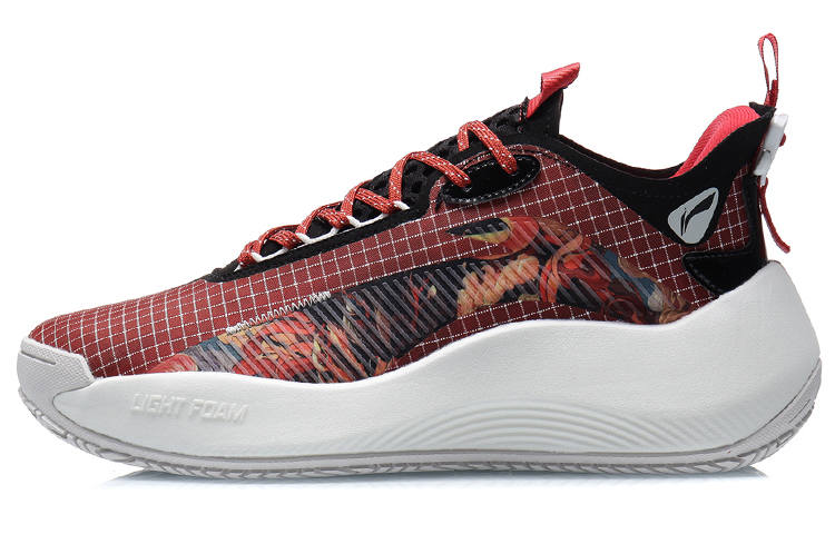 Li-Ning Li Ning Badfive 1 Basketball Shoes Men's Low Top Chinese Paintings Red