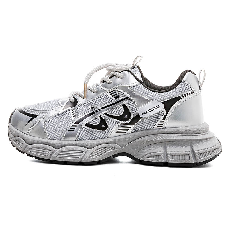HUANQIU Abrasion Resistant Abrasion Resistant Low top Chunky Sneakers Women's Silver