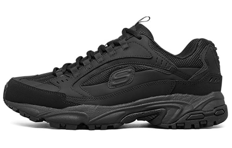 Skechers Stamina Textile, Synthetic Leather, Split Cow Leather Low top Chunky Sneakers Men's All Black