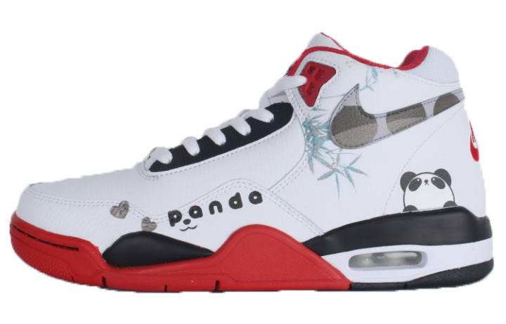 Nike Nike Flight Legacy Cute National Treasure, Bamboo Forest Panda Mid top Vintage Basketball Shoes Men's Red White