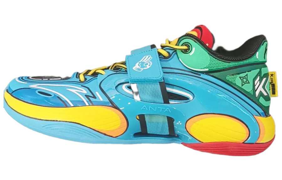 Anta KT SPLASH V Slip Resistant Abrasion Resistant Low top Basketball Shoes Men's Blue Yellow