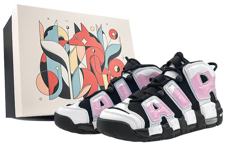 Nike Nike Air More Uptempo Mid top Vintage Basketball Shoes GS Black Pink