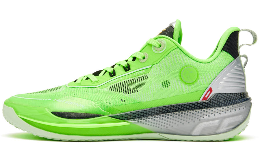 QIAODAN FE2.0 Textile, Synthetic Leather Low top Q KUNGFU TURBO Basketball Shoes Men's Bright Green Black
