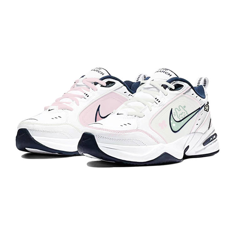Nike Nike Air Monarch 4 Slip Resistant And Abrasion Resistant Coverage Low top Chunky Sneakers Unisex Green Pink